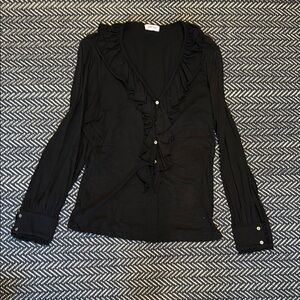 Black Ruffled Women's Top